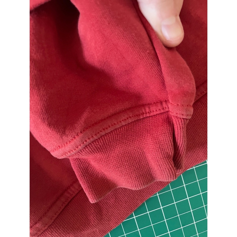 Vintage Y2k Quiksilver Mens Red Zip Up Hoodie Sweatshirt Distressed Logo Size 14 - Picture 11 of 11